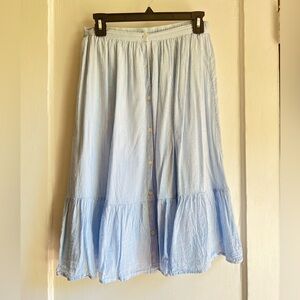 Blue/White Stripe Midi/Below Knee Skirt